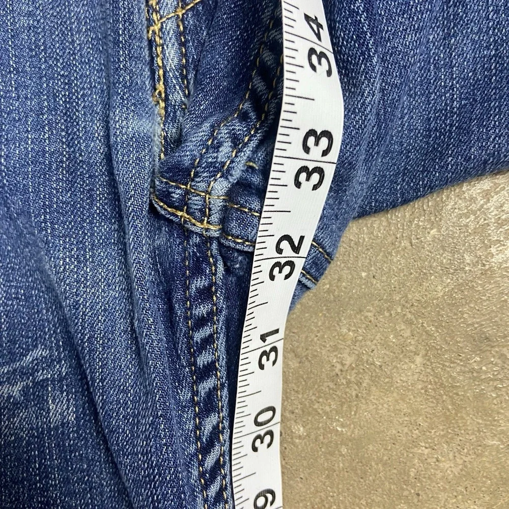 Levi's 514 Jeans Size 36x34 Blue Denim Medium Wash Straight Fit Distressed